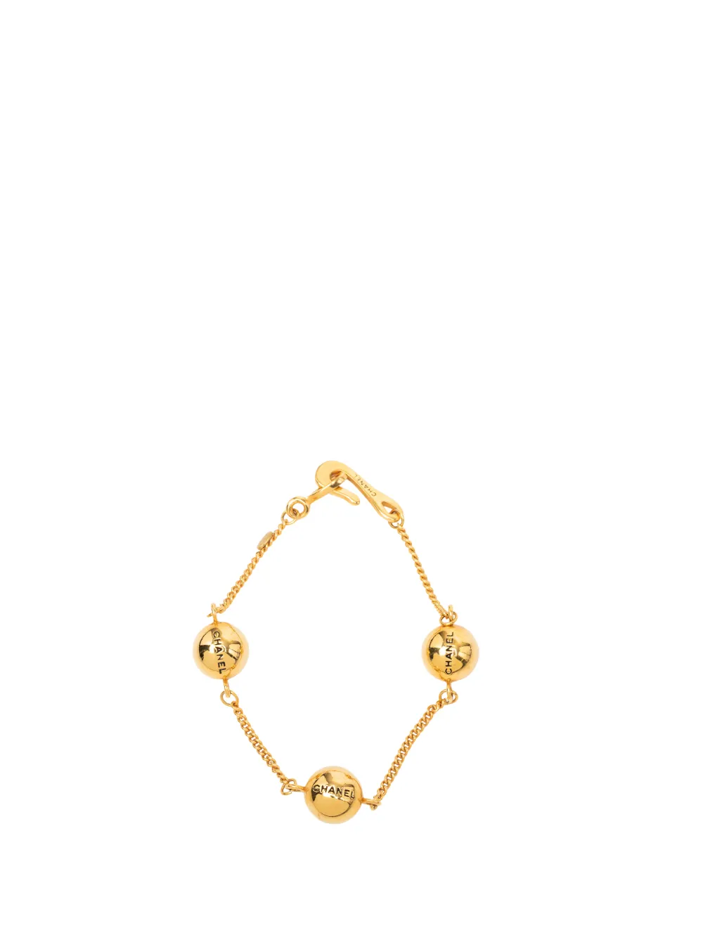 CHANEL Pre-Owned 1996 CC Gold Plated Sphere Chain Link Bracelet costume bracelet