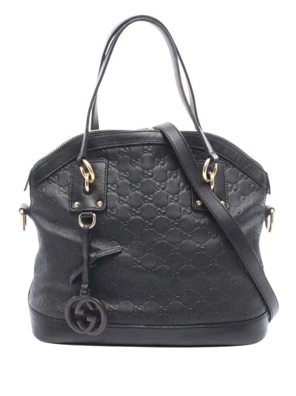 Pre-owned Gucci 2016-2026 Medium Ssima Charm Dome Satchel In Black
