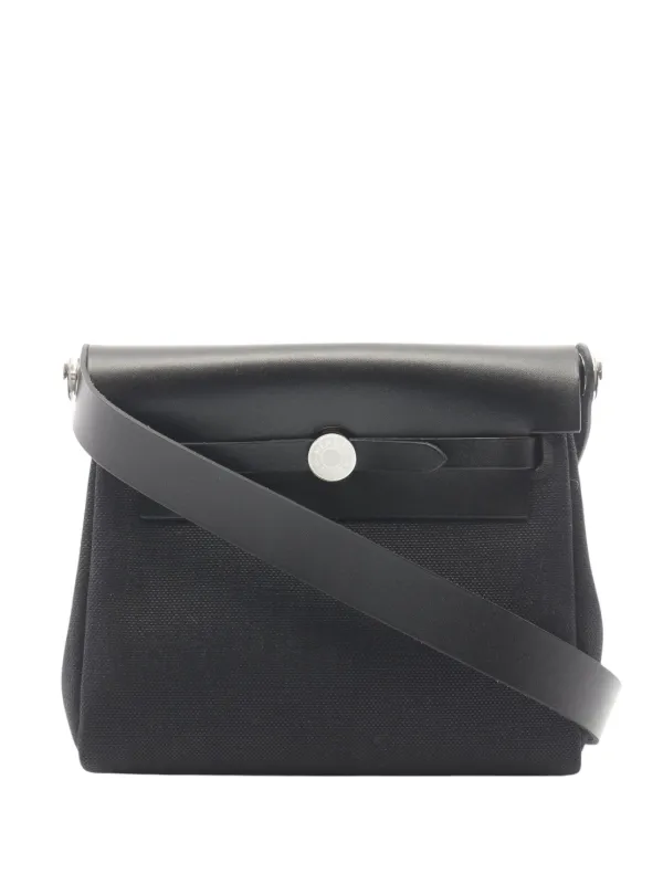 Hermès Pre-owned 2026 Military Toile and Vache Hunter Herbag Zip 20 Crossbody Bag in Black
