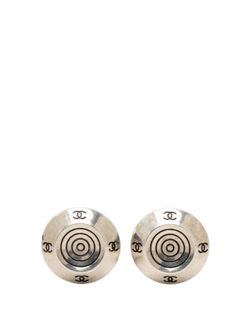 CHANEL Pre-Owned 1999 CC Brass Target Round Clip On Earrings costume earrings - Silber