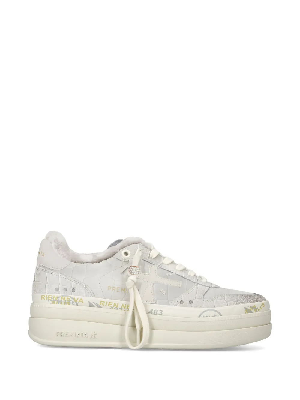 Premiata Micol croc-effect platform sneakers Beige
