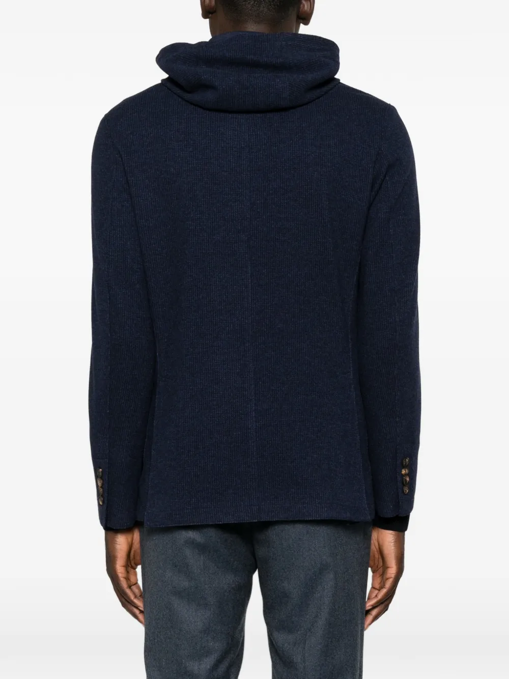 Eleventy Wafelgebreid jack met capuchon Blauw