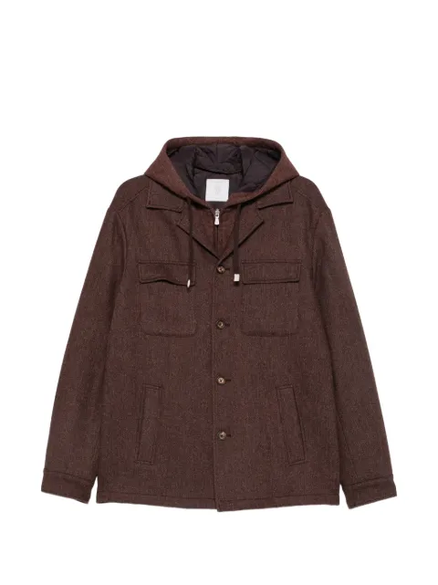 Eleventy herringbone hooded jacket