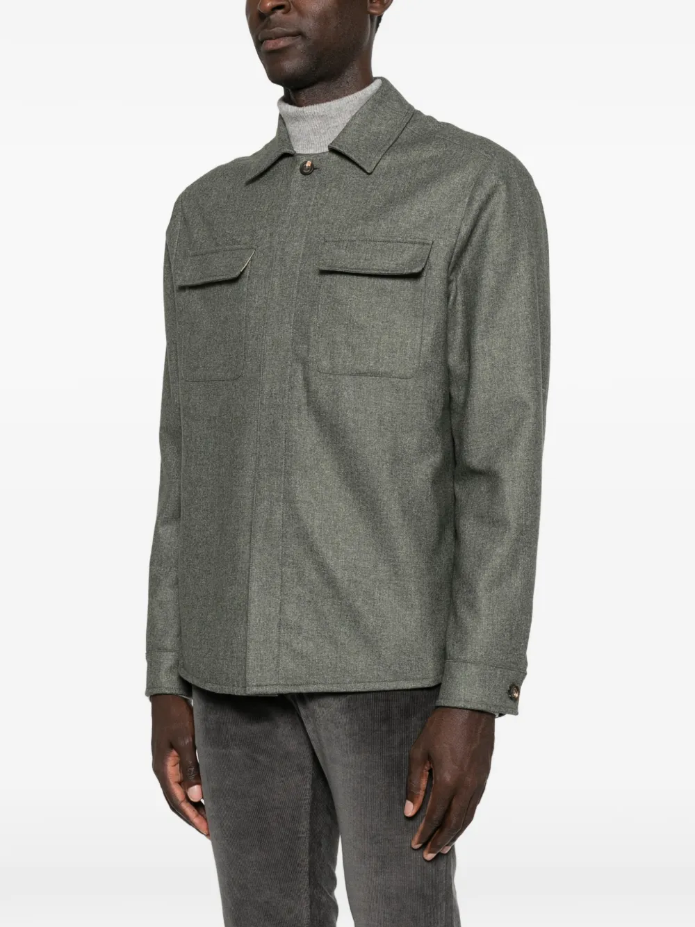 Eleventy Shirtjack met klepzak Groen