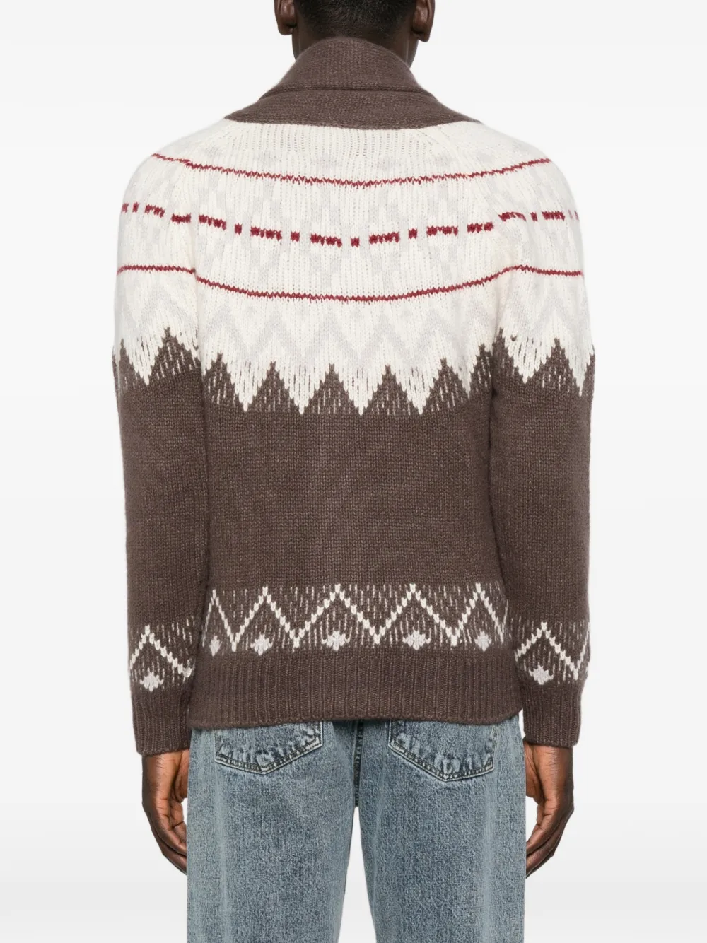 Eleventy Fair Isle vest met sjaalkraag Bruin