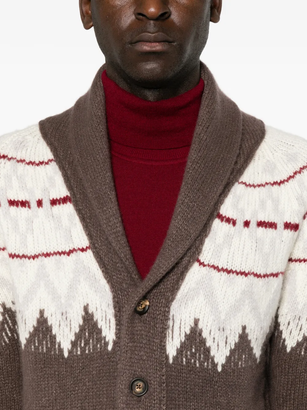 Eleventy Fair Isle vest met sjaalkraag Bruin