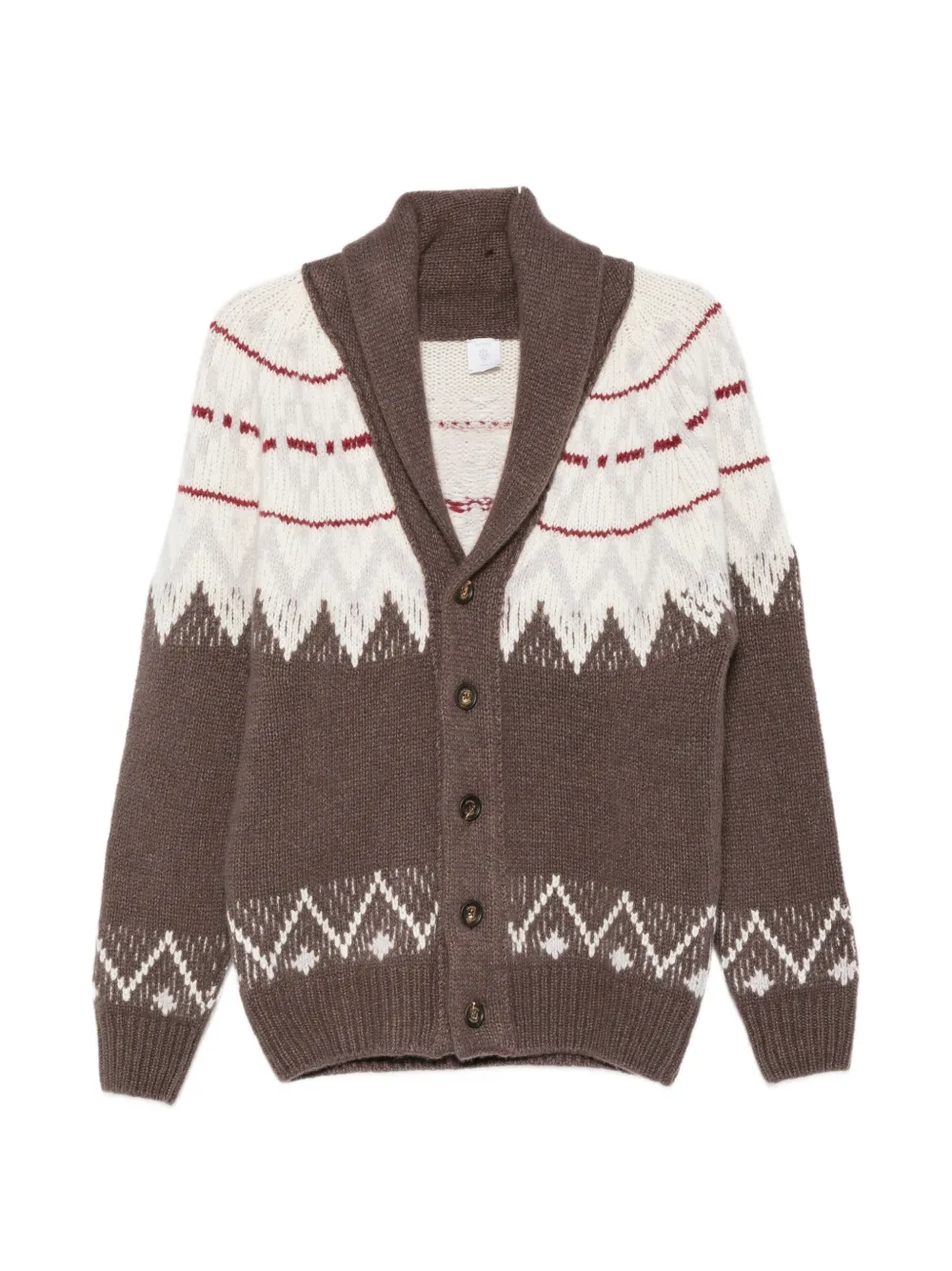 Eleventy Fair Isle shawl-collar cardigan - Brown