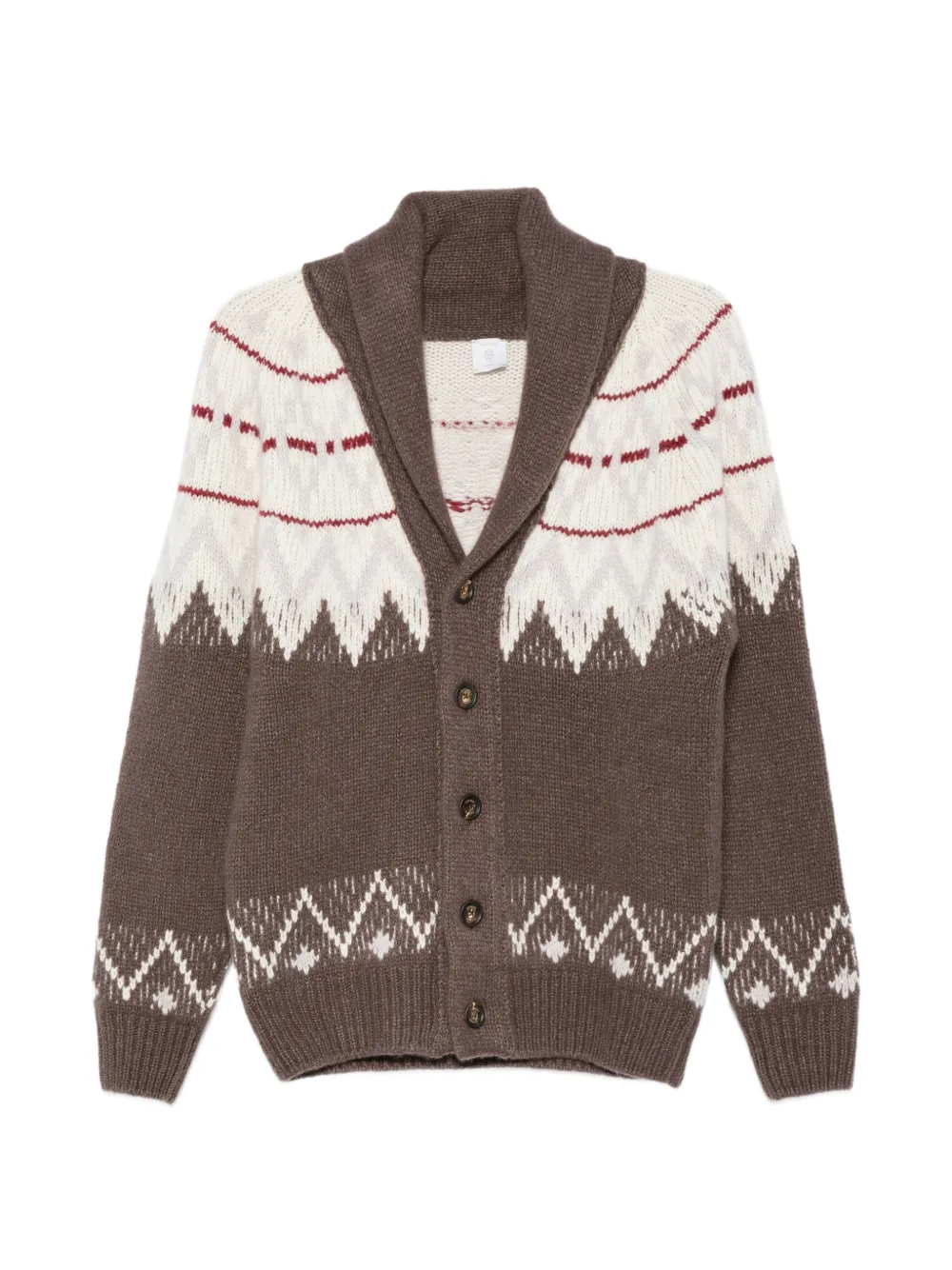 Eleventy Fair Isle shawl-collar cardigan - Brown