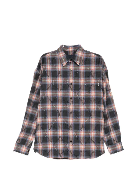 Juun.J argyle check distressed shirt