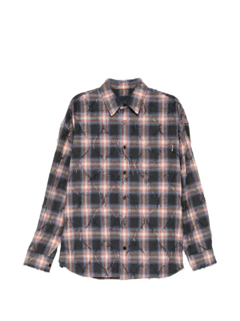 Juun.J argyle check distressed shirt