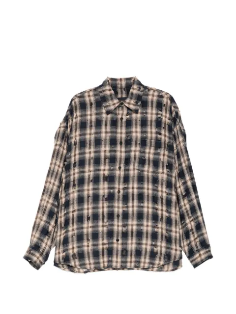 Juun.J distressed check-pattern shirt