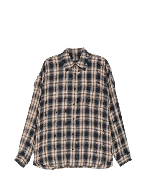 Juun.J distressed check-pattern shirt