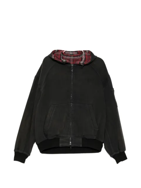 Juun.J checked reversible zip-up hoodie