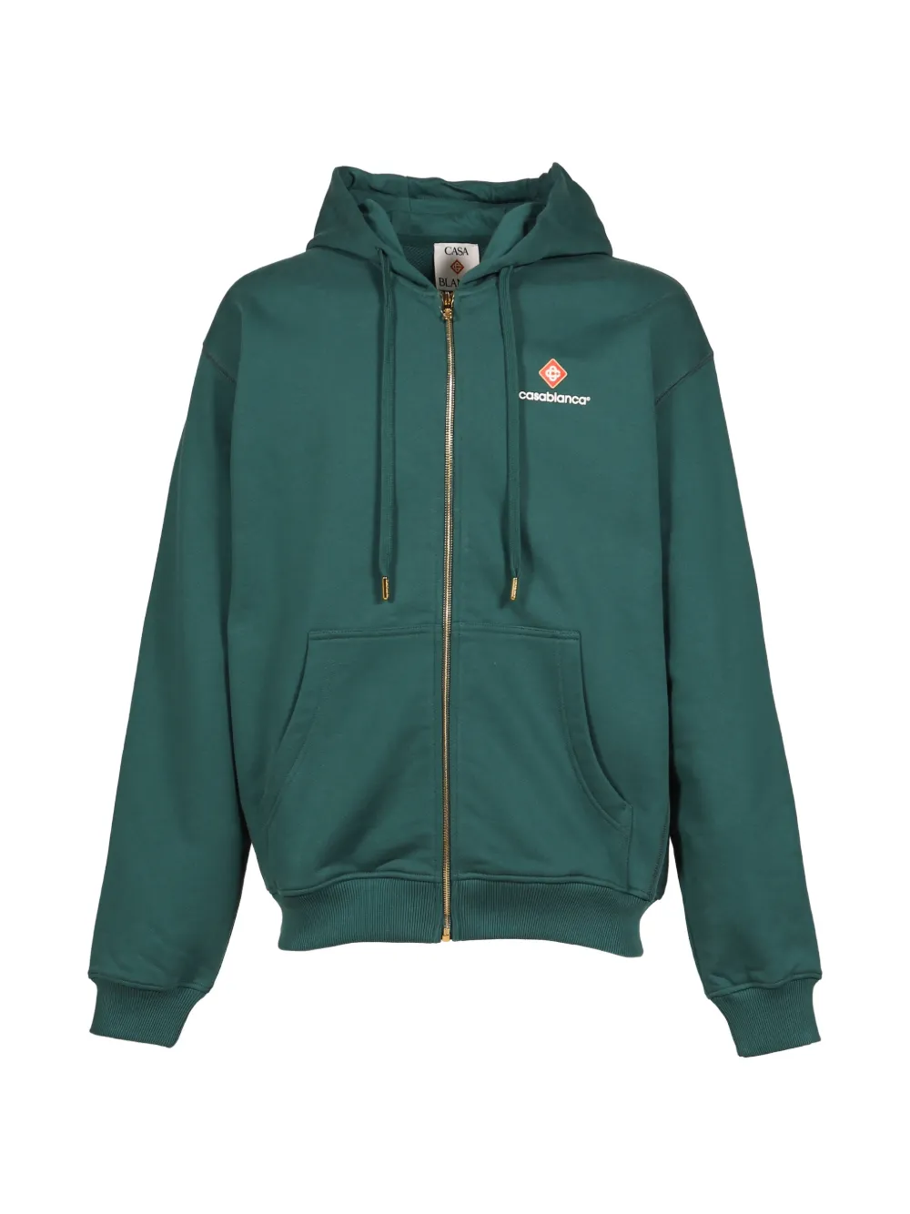 Casablanca green sport-type zip‑up hooded sweatshirt