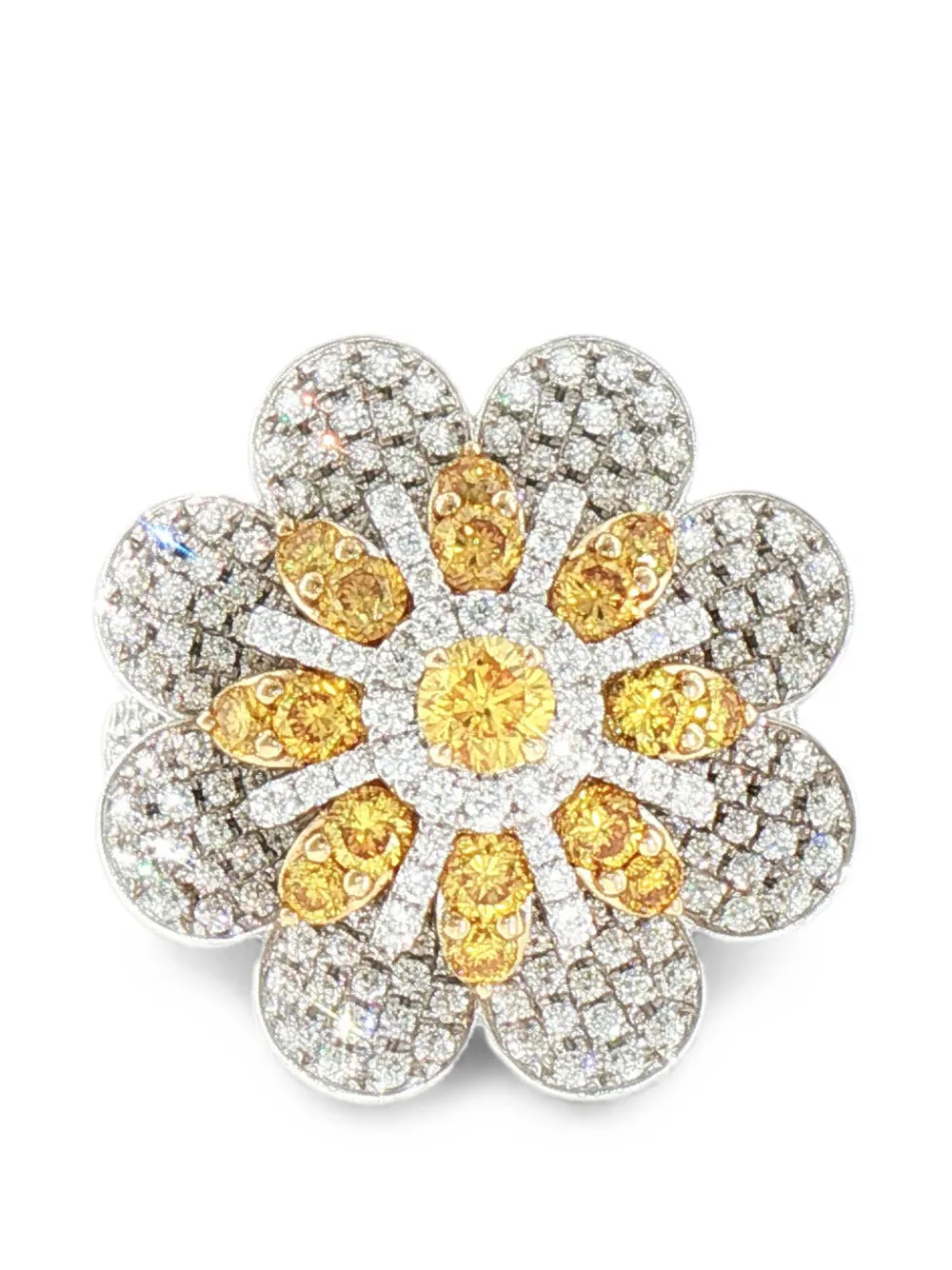 HYT Jewelry Ring mit Diamant in Blumenform - Silber
