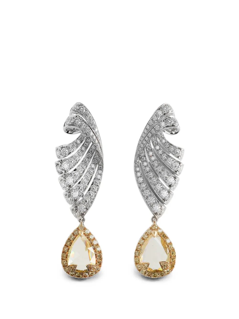 HYT Jewelry Hängeohrringe mit Diamanten und Tropfenschliff - Silber