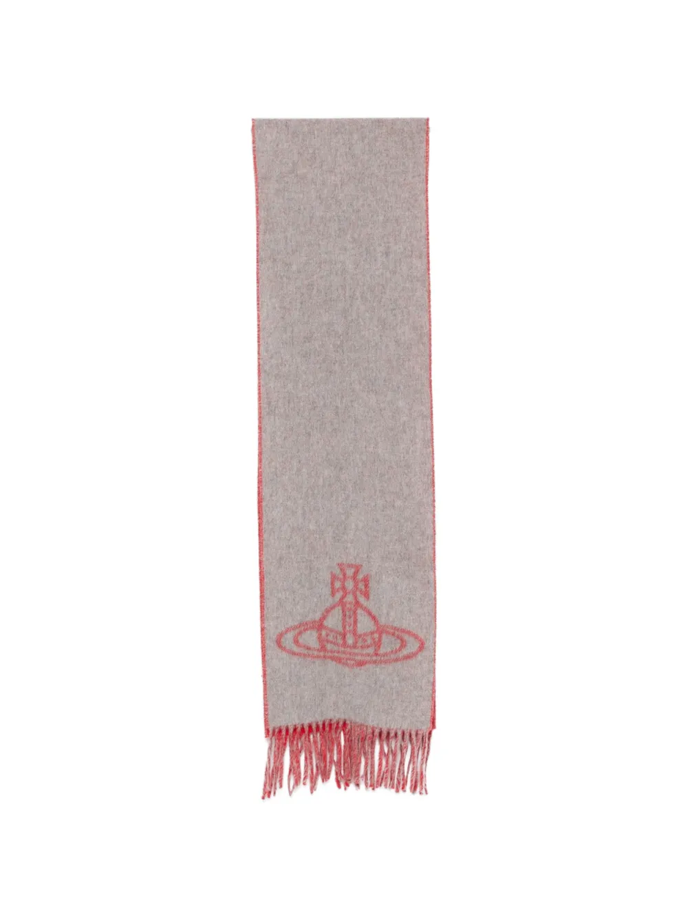 Vivienne Westwood Orb-intarsia fringed scarf - Grigio