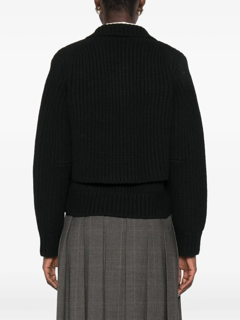 sacai Geribbeld vest met dubbele rij knopen Zwart