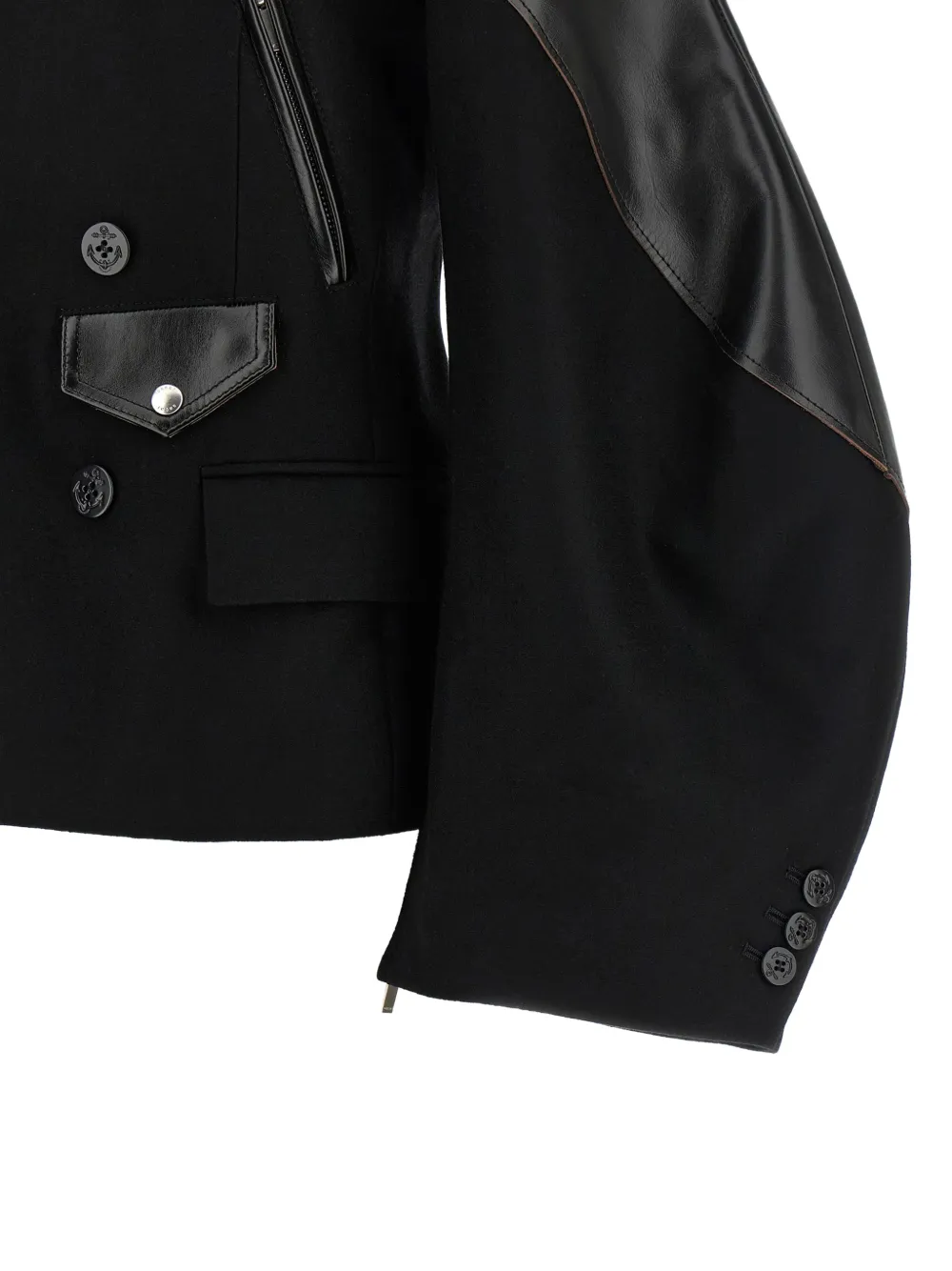 sacai Melton-wollen jack met sculpturale schouders Zwart