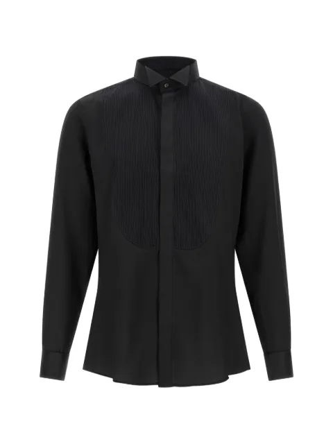 Pal Zileri pleated-plastron tuxedo cotton shirt