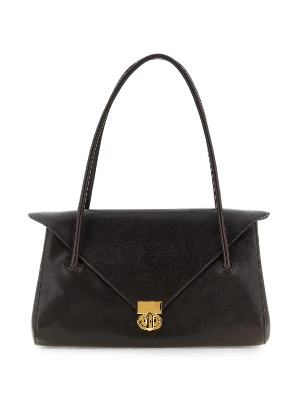 Marni East West leather shoulder bag - Marrone