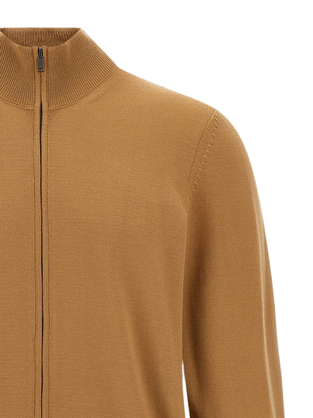 BOSS Vest met hoge hals en rits Bruin