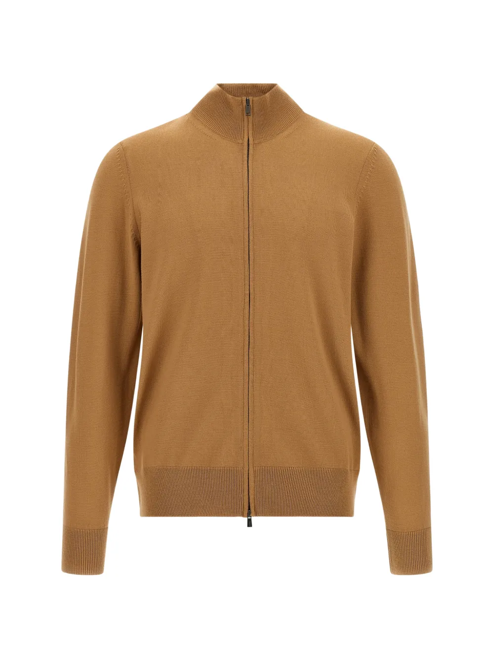 BOSS high-neck zip-up cardigan - Marrone