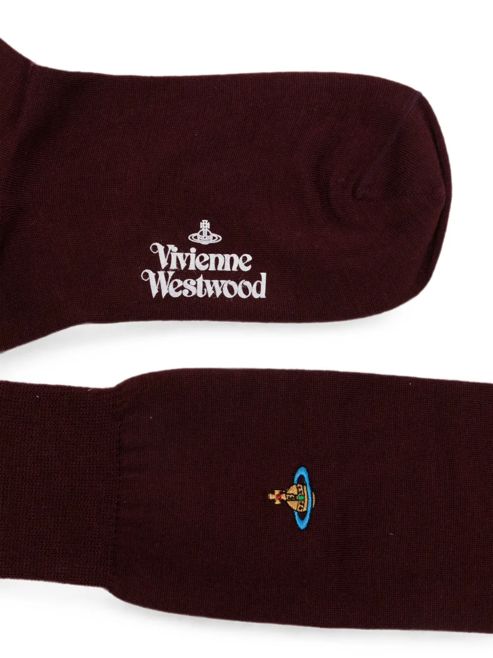 Vivienne Westwood Orb-embroidered logo-print high socks Rood