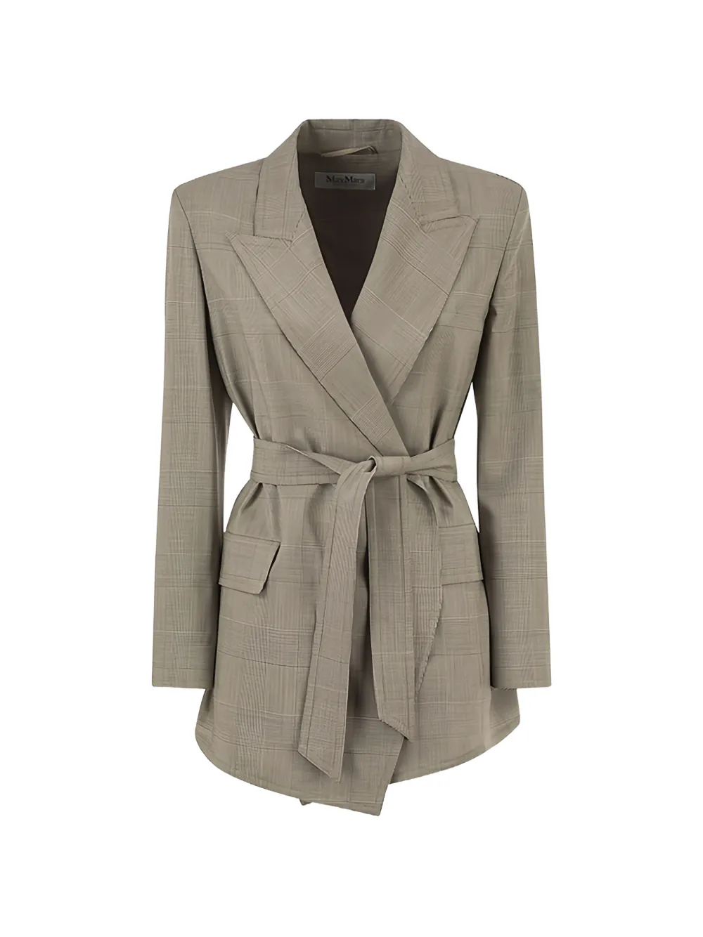Max Mara check-pattern belted jacket - Grey