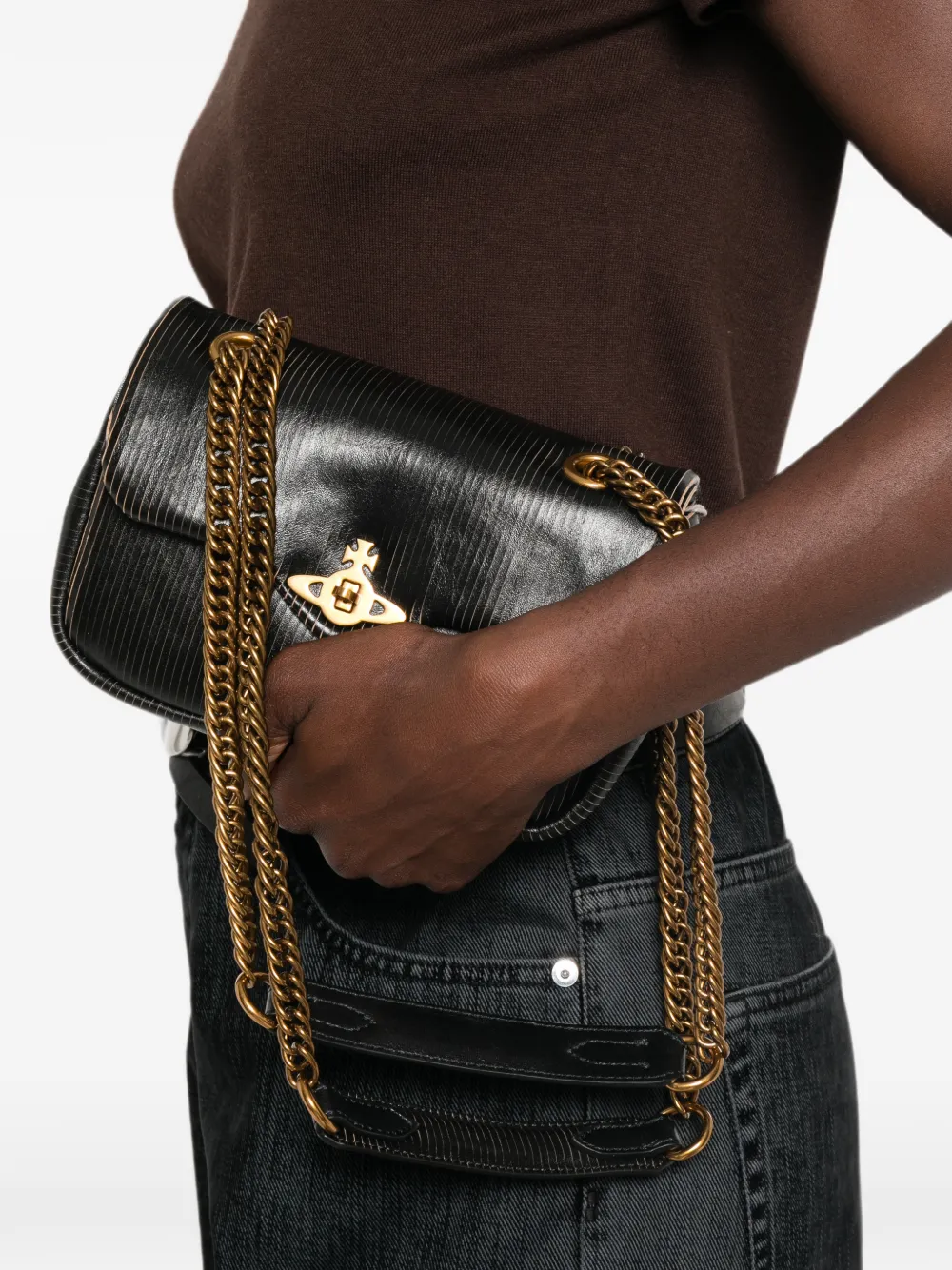 Vivienne Westwood Schoudertas met Orb-plakkaat Zwart
