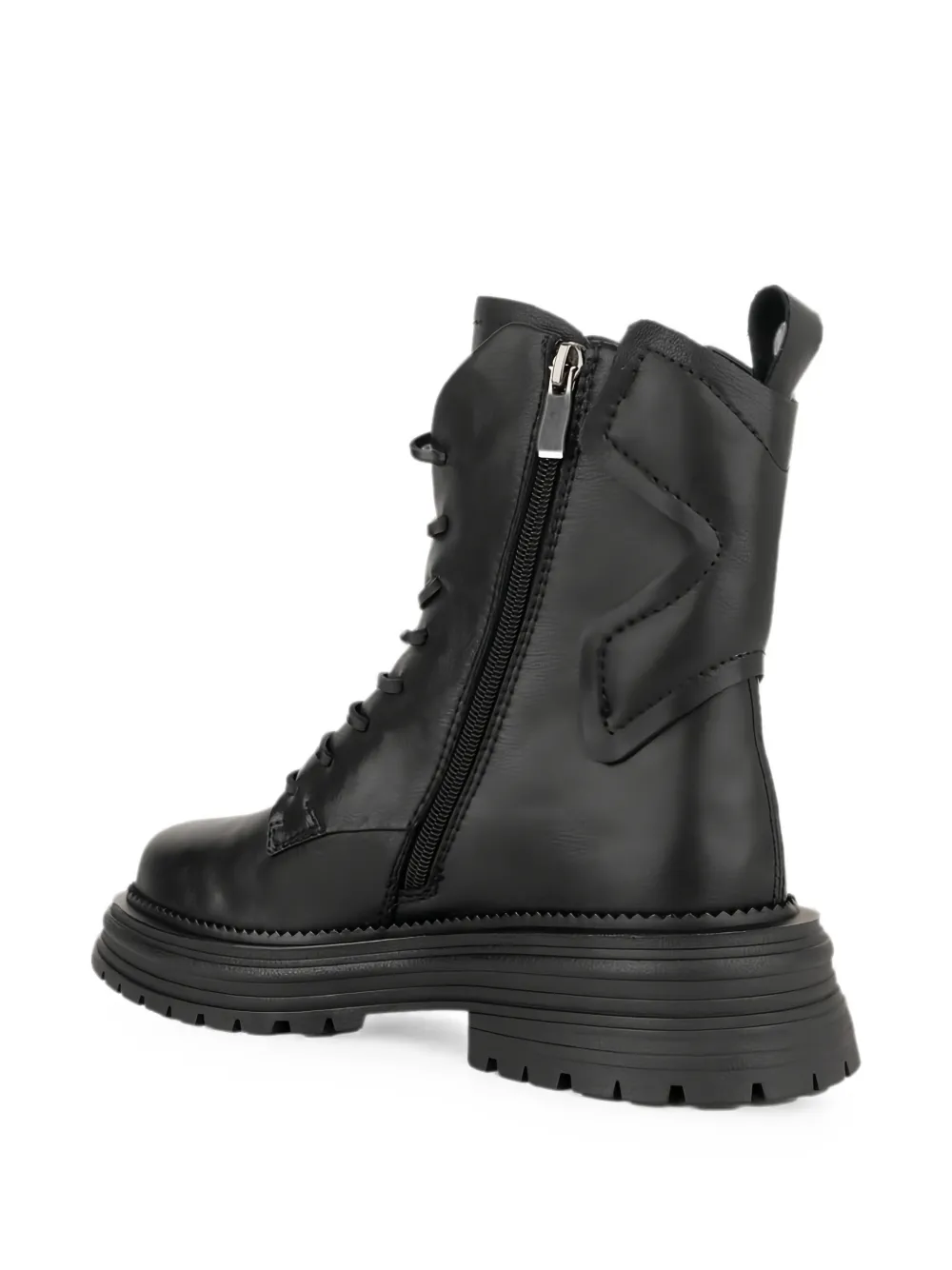 LINDA BAUMANN lace-up panelled boots Zwart