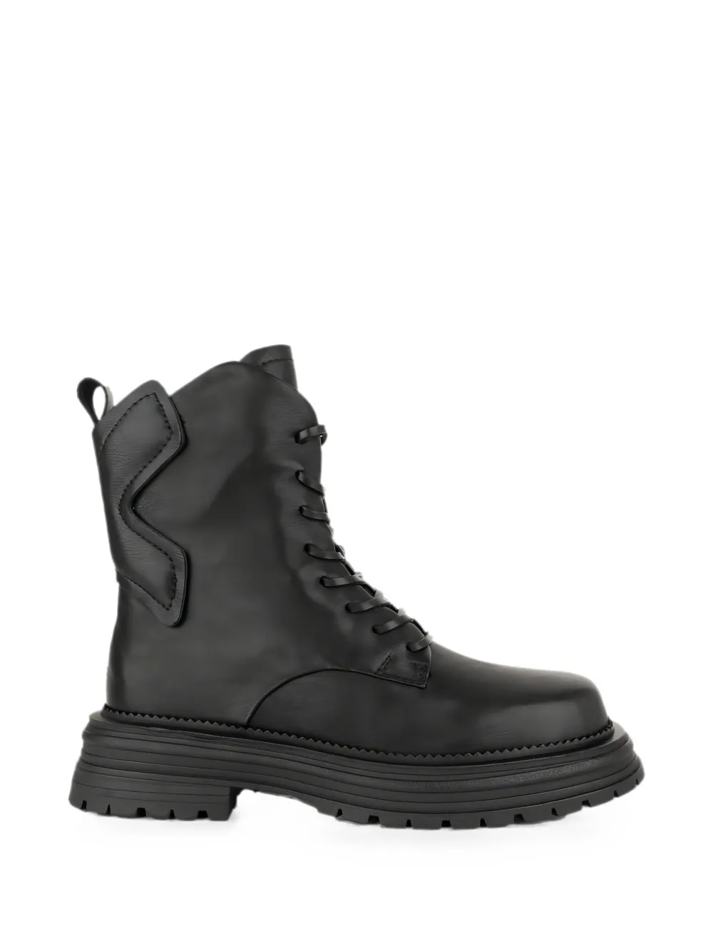 LINDA BAUMANN lace-up panelled boots Zwart