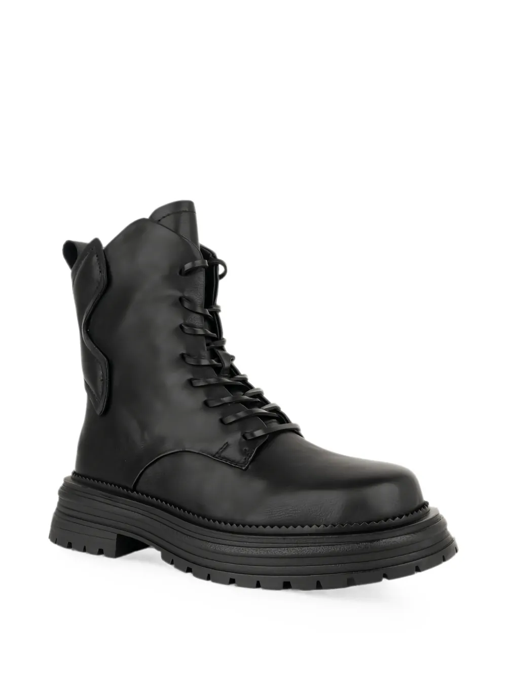 LINDA BAUMANN lace-up panelled boots Zwart