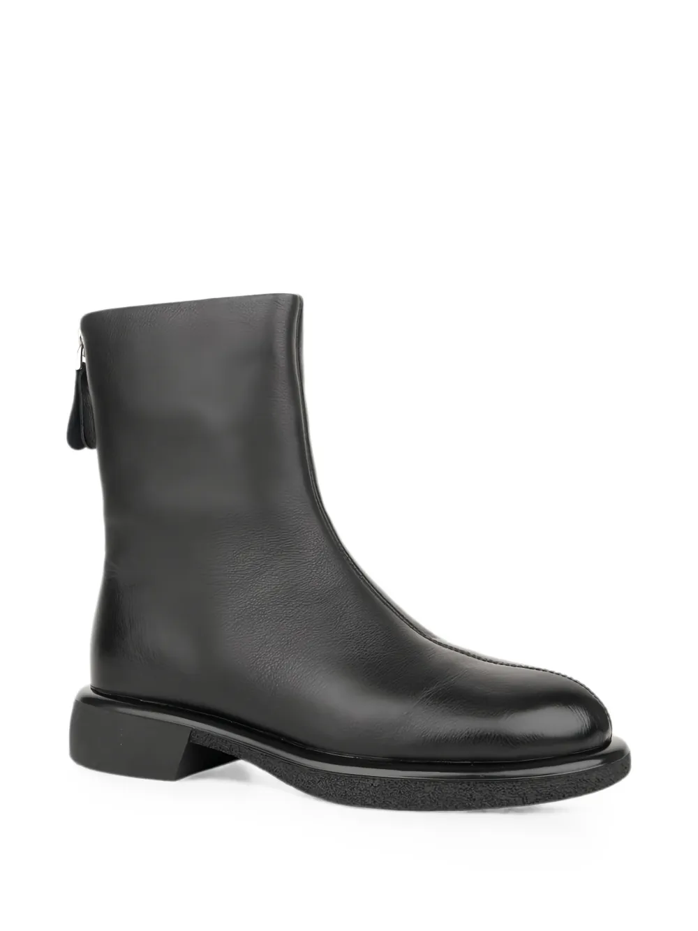LINDA BAUMANN zip-fastening leather ankle boots Zwart