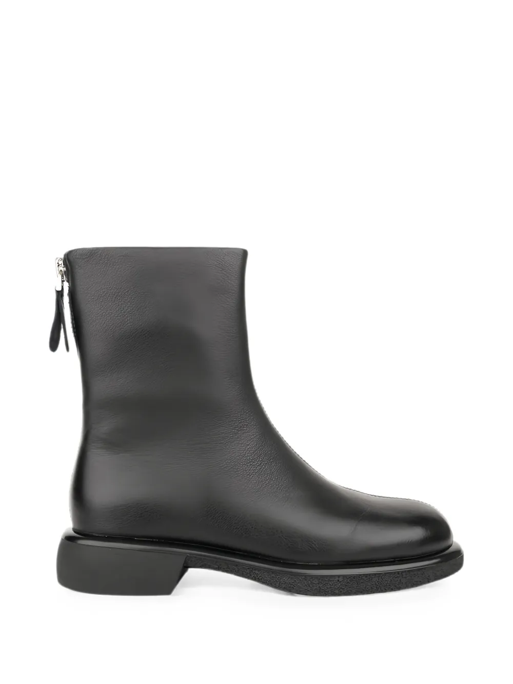 LINDA BAUMANN zip-fastening leather ankle boots Zwart