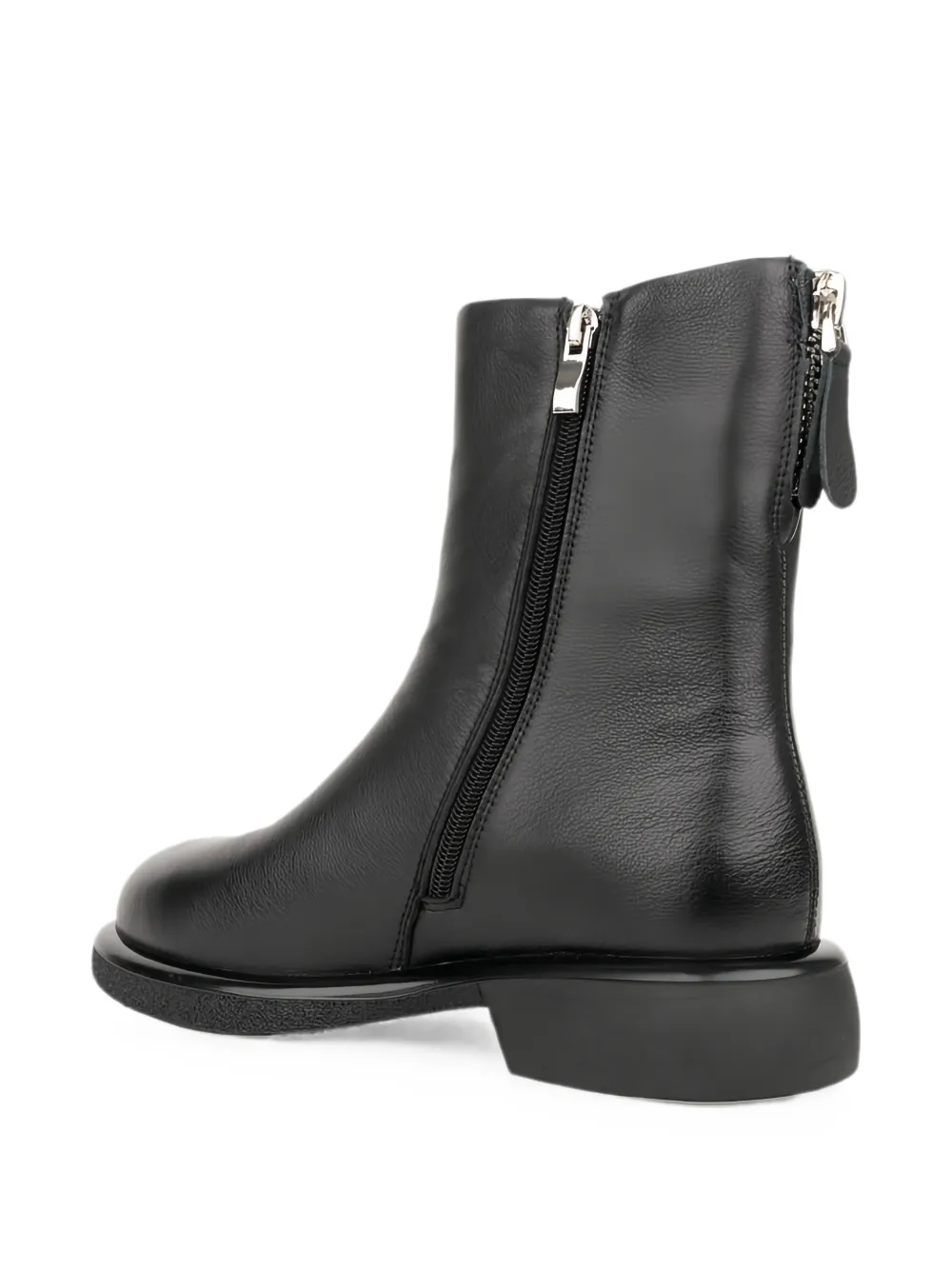 LINDA BAUMANN zip-fastening leather ankle boots Zwart