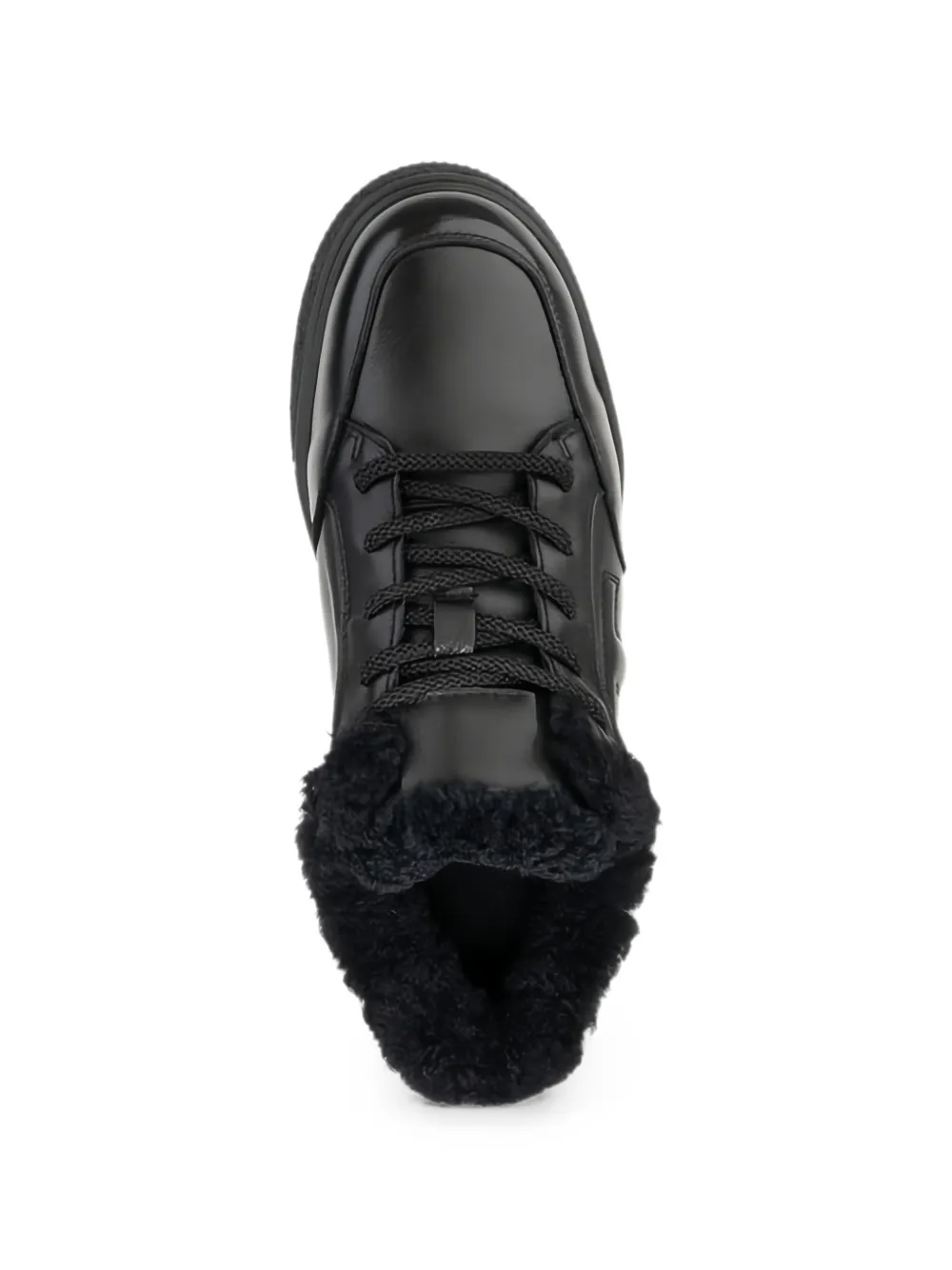 LINDA BAUMANN shearling-trim platform sneakers Zwart