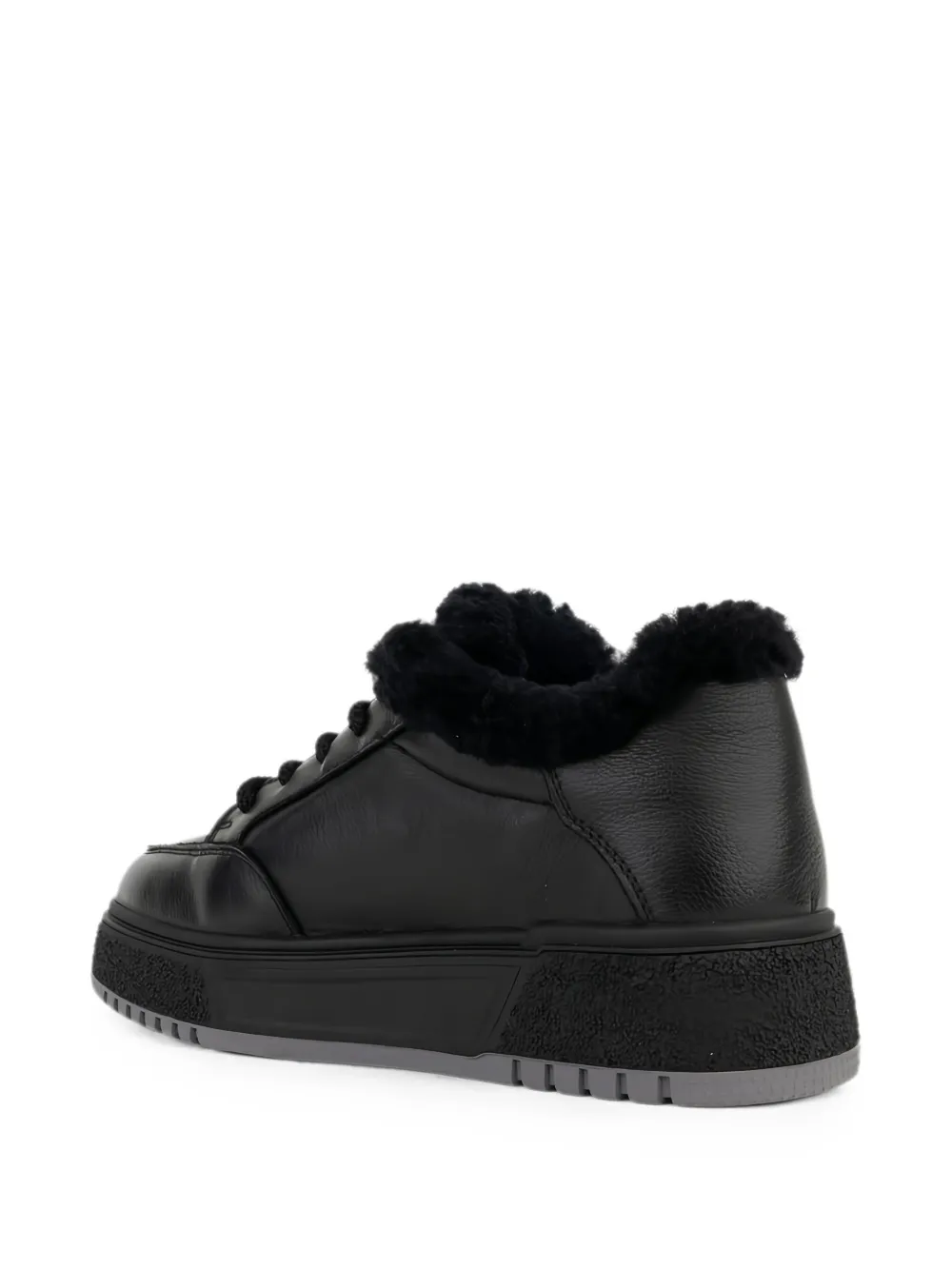 LINDA BAUMANN shearling-trim platform sneakers Zwart