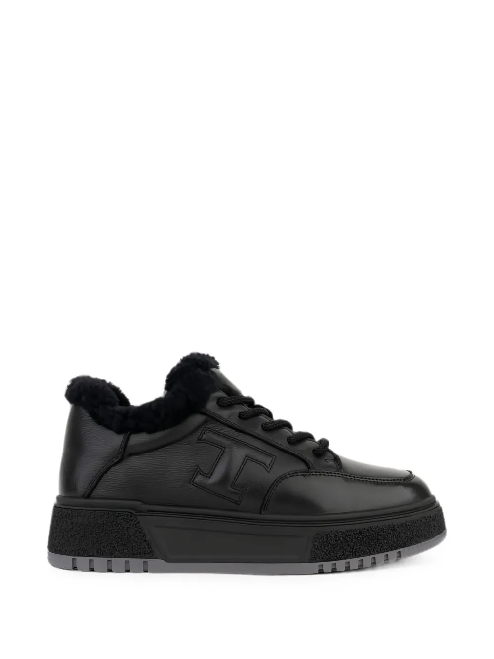 Linda Baumann Shearling-trim Platform Sneakers In Black
