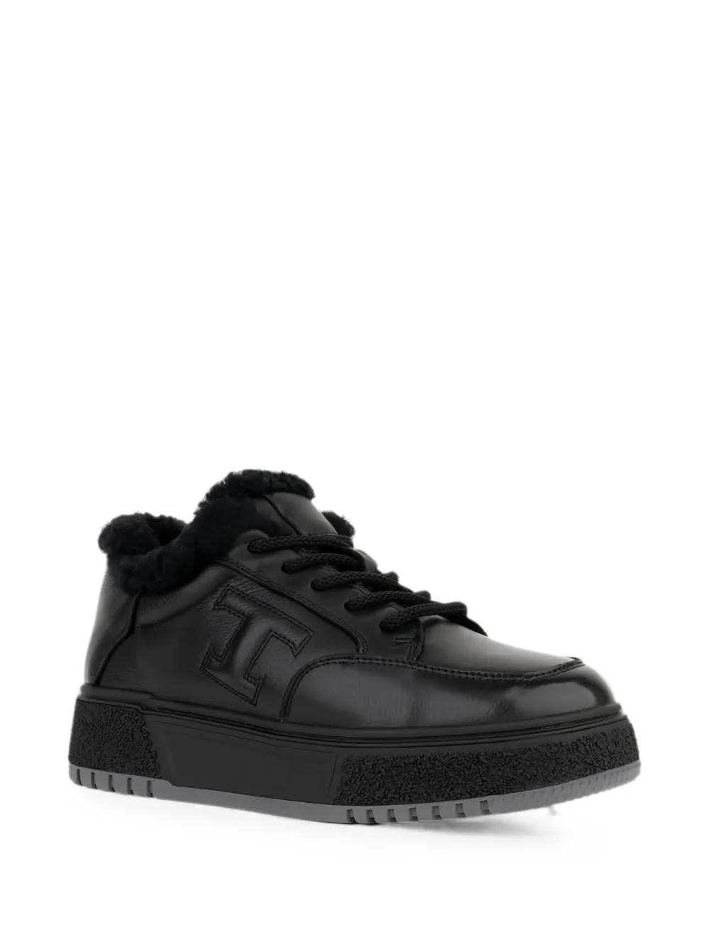 LINDA BAUMANN shearling-trim platform sneakers Zwart