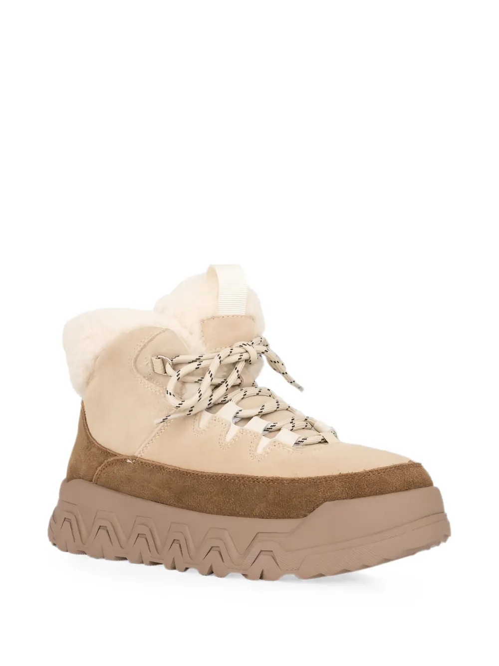 LINDA BAUMANN shearling-trim lace-up boots Beige