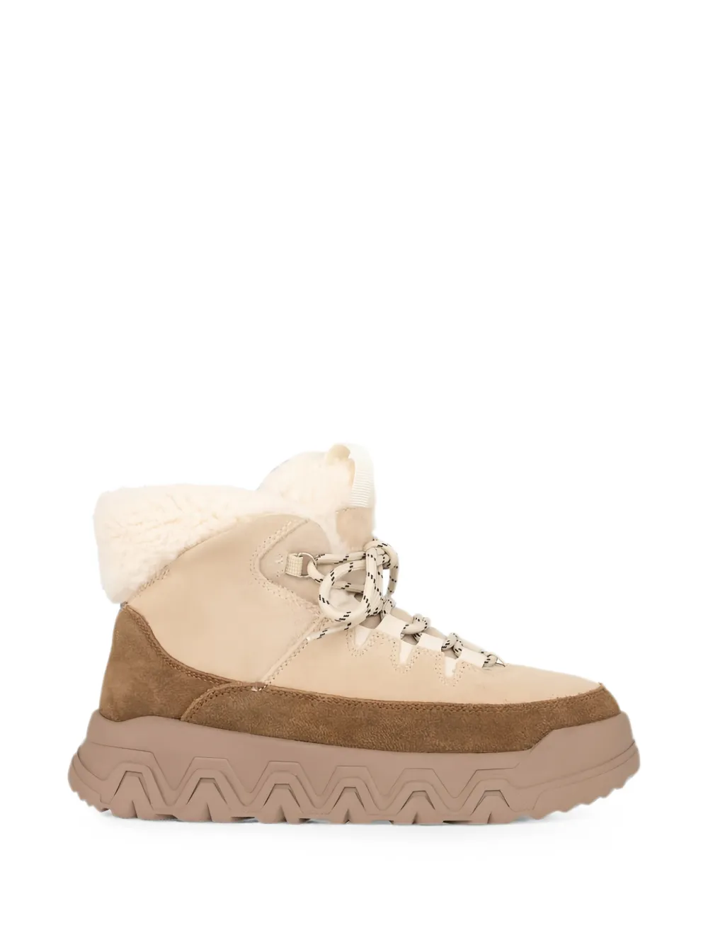 LINDA BAUMANN shearling-trim lace-up boots Beige