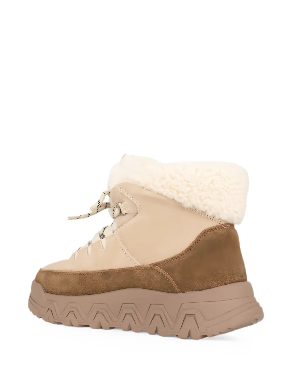 LINDA BAUMANN shearling-trim lace-up boots Beige