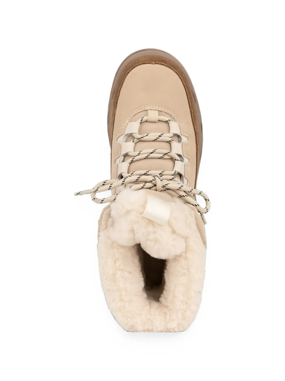 LINDA BAUMANN shearling-trim lace-up boots Beige
