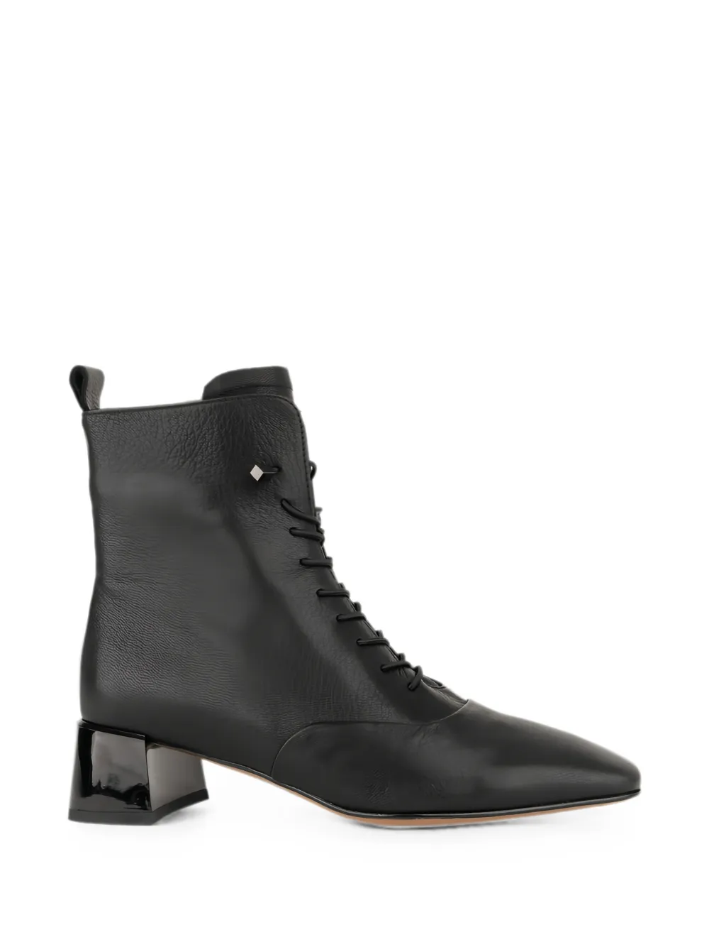 LINDA BAUMANN lace-up leather ankle boots Zwart