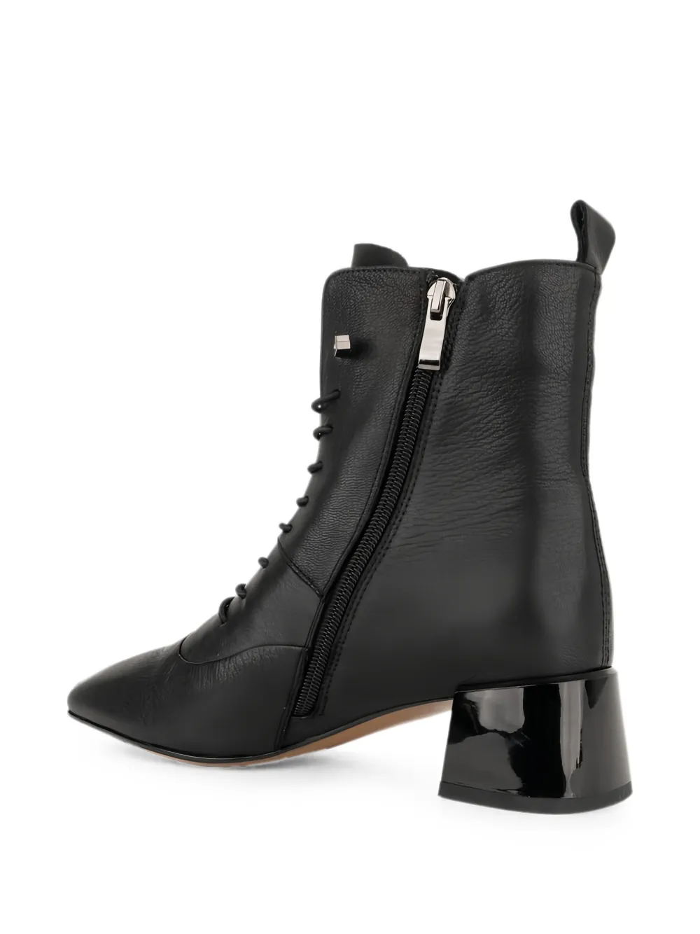 LINDA BAUMANN lace-up leather ankle boots Zwart