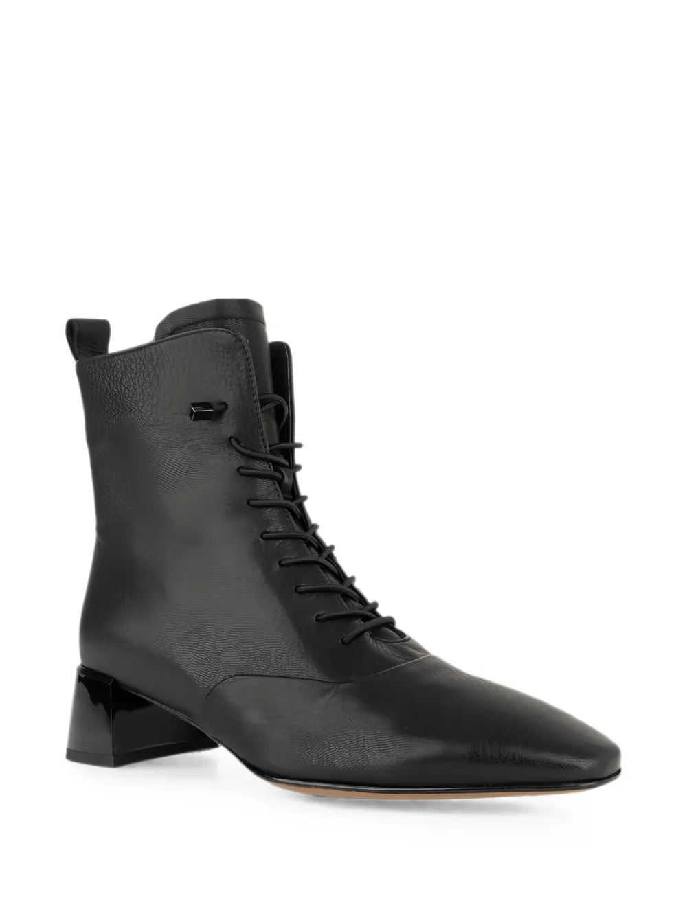 LINDA BAUMANN lace-up leather ankle boots Zwart