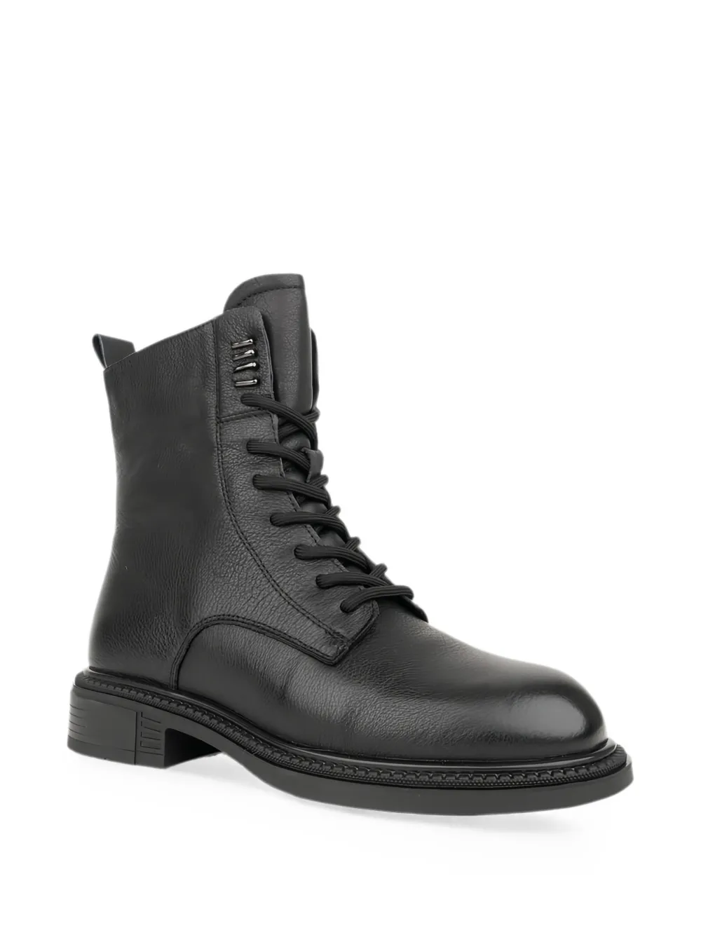 LINDA BAUMANN lace-up leather ankle boots Zwart