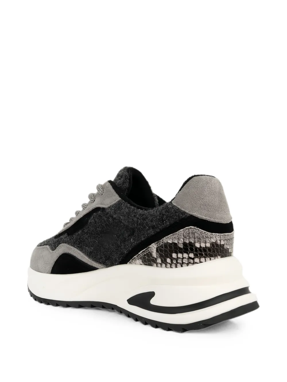 LINDA BAUMANN snakeskin-effect panelled sneakers Grijs