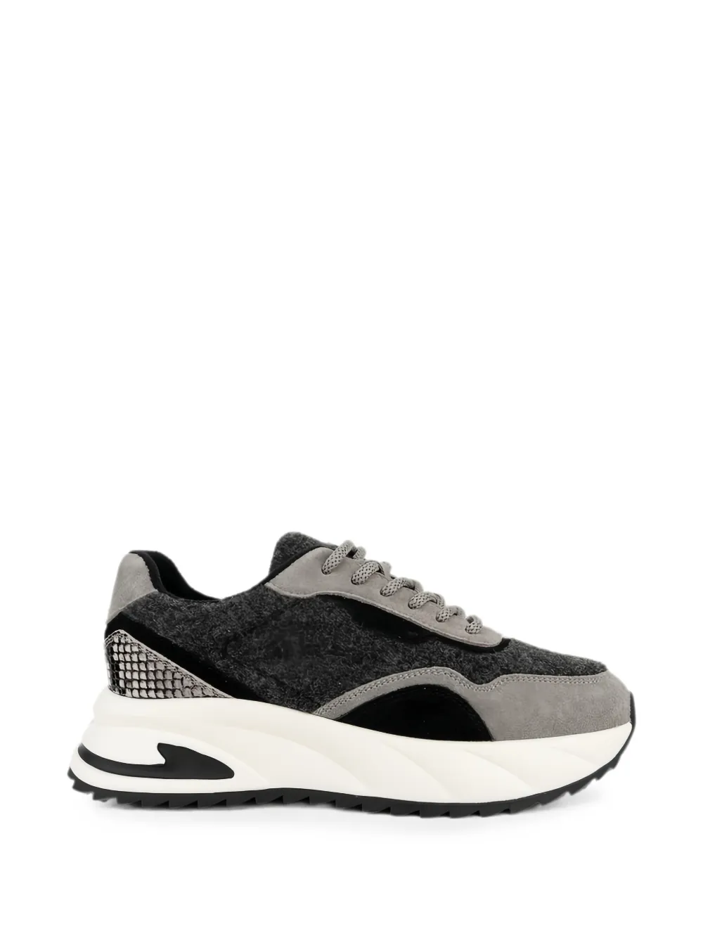 LINDA BAUMANN snakeskin-effect panelled sneakers Grijs